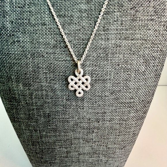 SLANE Sterling and Pave Eternity Knot Necklace - Picture 5 of 16